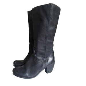 Felmini Boots Mid Calf Black Leather Heel Handmade in Portugal Sz 37